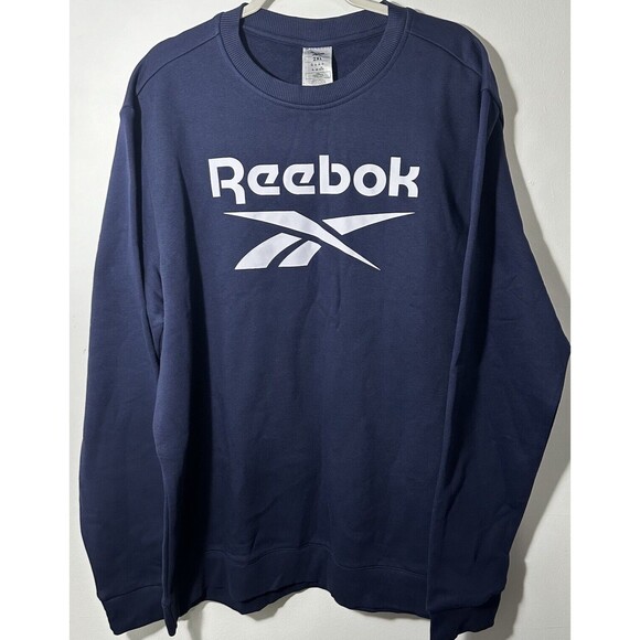 Reebok Sweatshirt Men’s 2XL Blue Spellout Logo Training Casual Classic Pullover - Picture 1 of 10